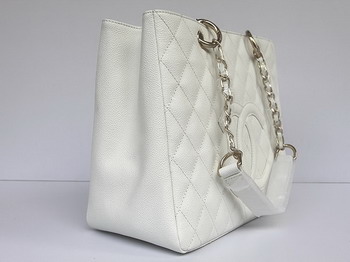 Chanel Quilted CC Tote Bag 35626 White