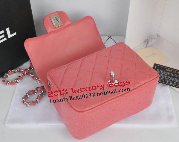 Chanel mini Classic Flap Bag Light Red Original Sheekskin 1115 Silver Chanel mini Classic Flap Bag Light Red Original Sheekskin 1115 Silver