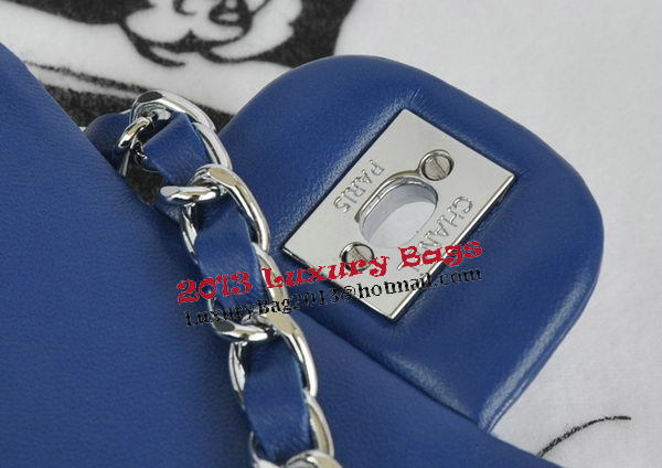 Chanel mini Classic Flap Bag Blue Original Sheekskin CHA1115 Silver Chanel mini Classic Flap Bag Blue Original Sheekskin CHA1115 Silver