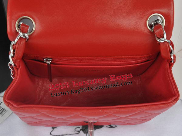 Chanel mini Classic Flap Bag Red Original Sheekskin CHA1115 Silver Chanel mini Classic Flap Bag Red Original Sheekskin CHA1115 Silver