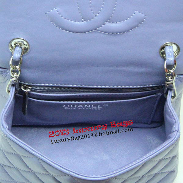 Chanel mini Classic Flap Bag Lavender Leather 1115 Silver Chain Chanel mini Classic Flap Bag Lavender Leather 1115 Silver Chain