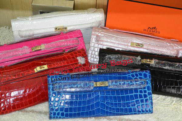 Hermes Kelly Clutch Bag Croco Leather K31 Black Hermes Kelly Clutch Bag Croco Leather K31 Black