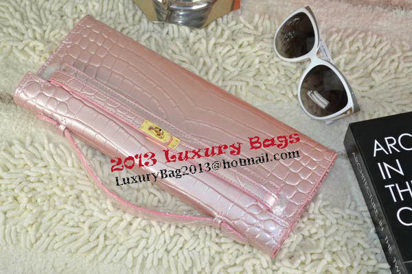 Hermes Kelly Clutch Bag Croco Leather K31 Light Pink Hermes Kelly Clutch Bag Croco Leather K31 Light Pink