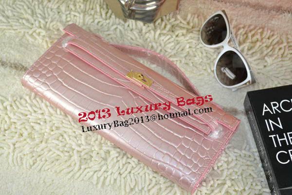 Hermes Kelly Clutch Bag Croco Leather K31 Light Pink Hermes Kelly Clutch Bag Croco Leather K31 Light Pink