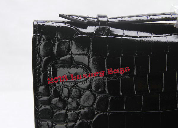 Hermes Kelly Clutch Bag Croco Leather K1002 Black Hermes Kelly Clutch Bag Croco Leather K1002 Black