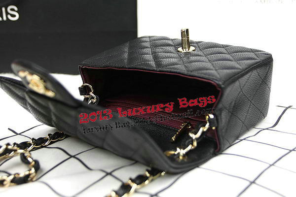 Chanel Classic MINI Flap Bag CF1115 Black Cannage Pattern Gold Chanel Classic MINI Flap Bag CF1115 Black Cannage Pattern Gold
