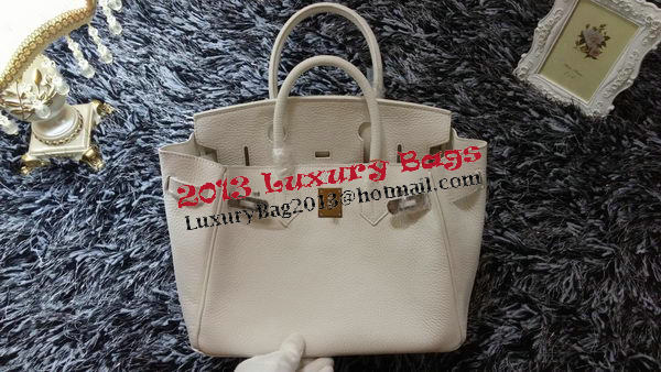 Hermes Birkin 30CM Tote Bags Litchi Leather H30LI White Hermes Birkin 30CM Tote Bags Litchi Leather H30LI White