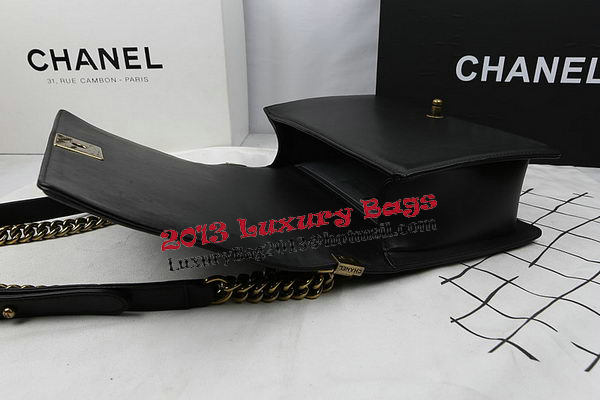 Boy Chanel Flap Bags Original Black Sheepskin Leather A67088 Gold Boy Chanel Flap Bags Original Black Sheepskin Leather A67088 Gold