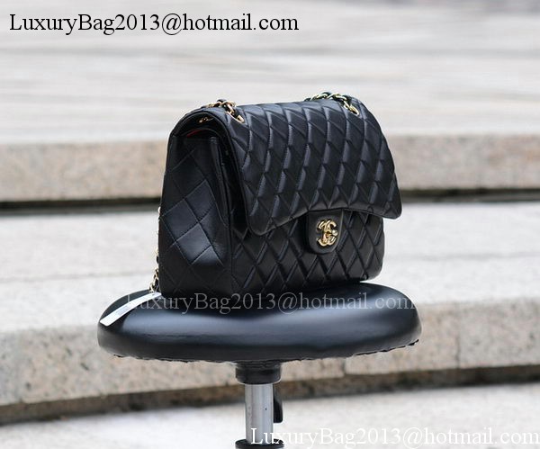 Chanel Jumbo Classic Black Sheepskin Flap Bag A58600 Gold Chanel Jumbo Classic Black Sheepskin Flap Bag A58600 Gold