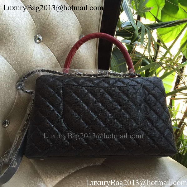Chanel Classic Top Handle Bag Original Cannage Pattern A95168 Black&Red Chanel Classic Top Handle Bag Original Cannage Pattern A95168 Black&Red