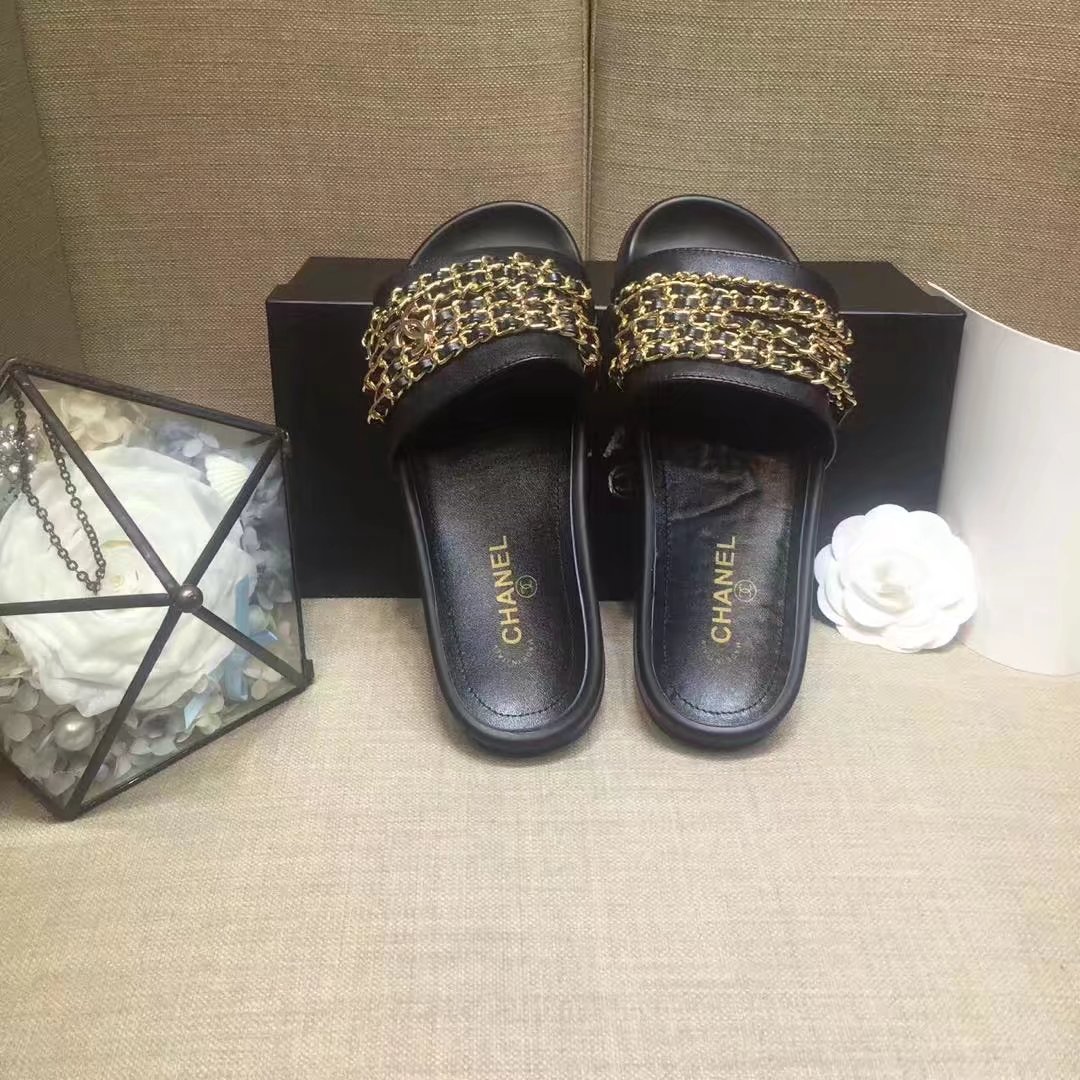 Chanel Slipper Leather CH2149 Black Chanel Slipper Leather CH2149 Black