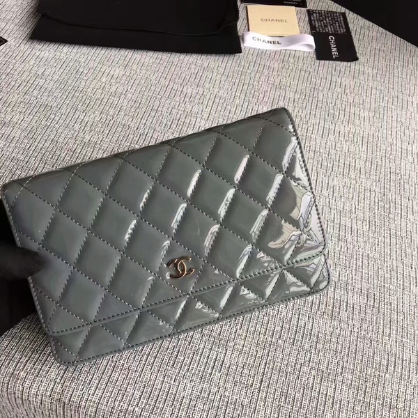 Chanel WOC Flap Bag Patent Leather A33814C Grey Chanel WOC Flap Bag Patent Leather A33814C Grey