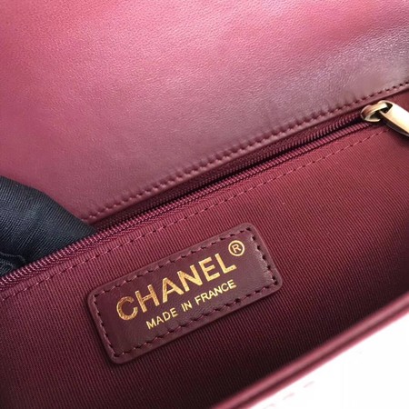 Boy Chanel Flap Shoulder Bag Wine Original Sheepskin Leather A67087 Gold Boy Chanel Flap Shoulder Bag Wine Original Sheepskin Leather A67087 Gold
