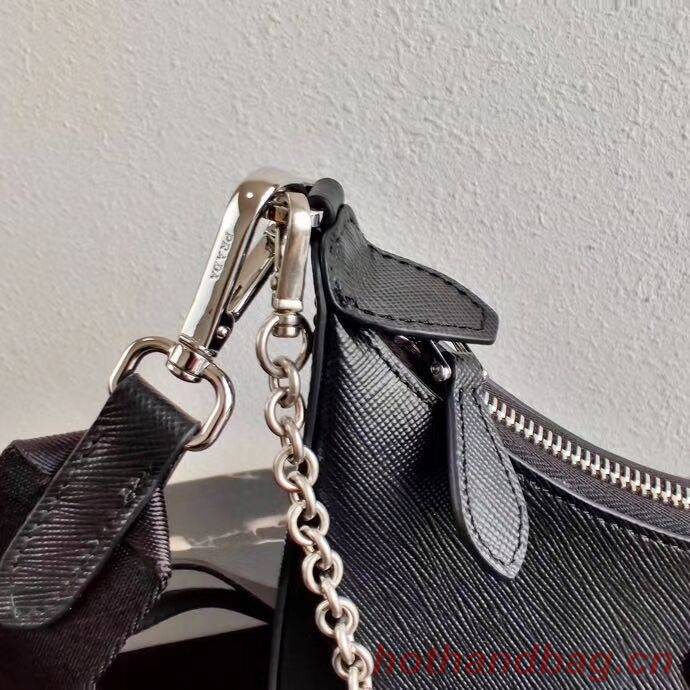 Prada Saffiano leather mini shoulder bag 2BH204 black Prada Saffiano leather mini shoulder bag 2BH204 black