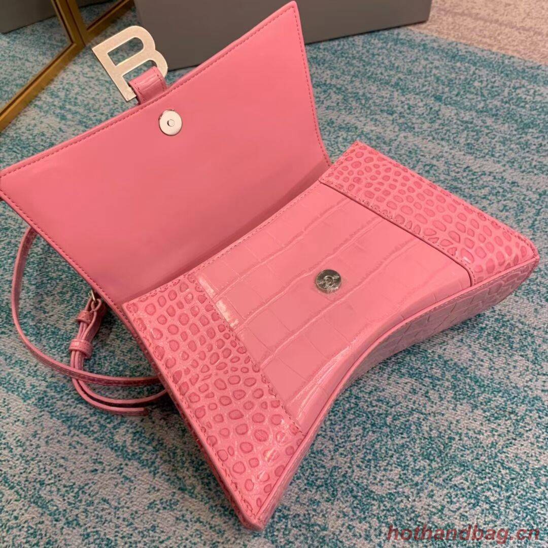 Balenciaga HOURGLASS SMALL TOP HANDLE BAG crocodile embossed calfskin B108895E pink Balenciaga HOURGLASS SMALL TOP HANDLE BAG crocodile embossed calfskin B108895E pink