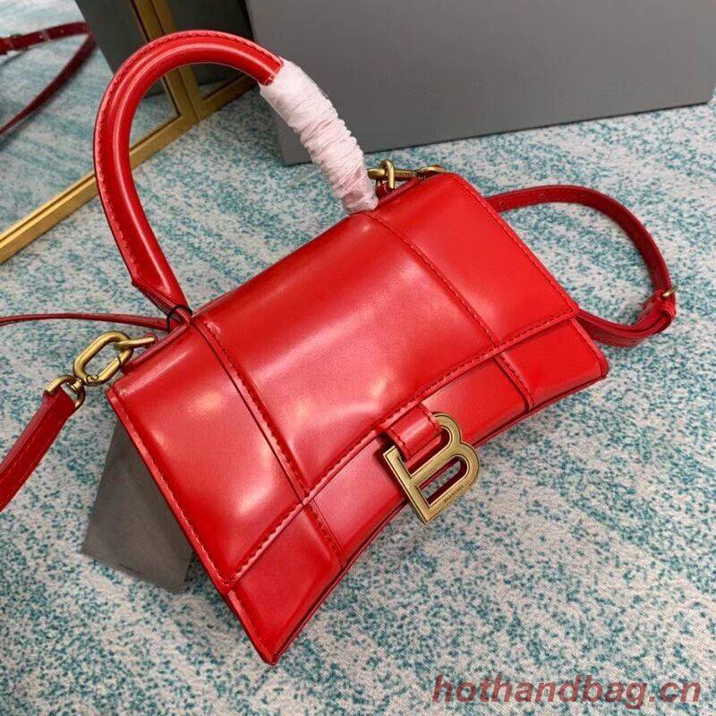 Balenciaga Hourglass XS Top Handle Bag shiny box calfskin 28331 red Balenciaga Hourglass XS Top Handle Bag shiny box calfskin 28331 red