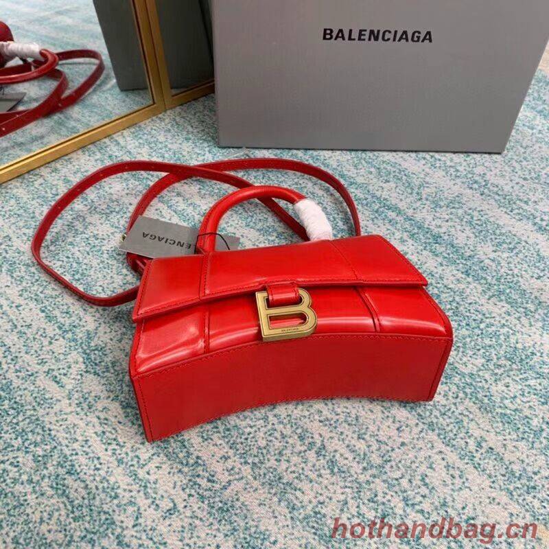 Balenciaga Hourglass XS Top Handle Bag shiny box calfskin 28331 red Balenciaga Hourglass XS Top Handle Bag shiny box calfskin 28331 red