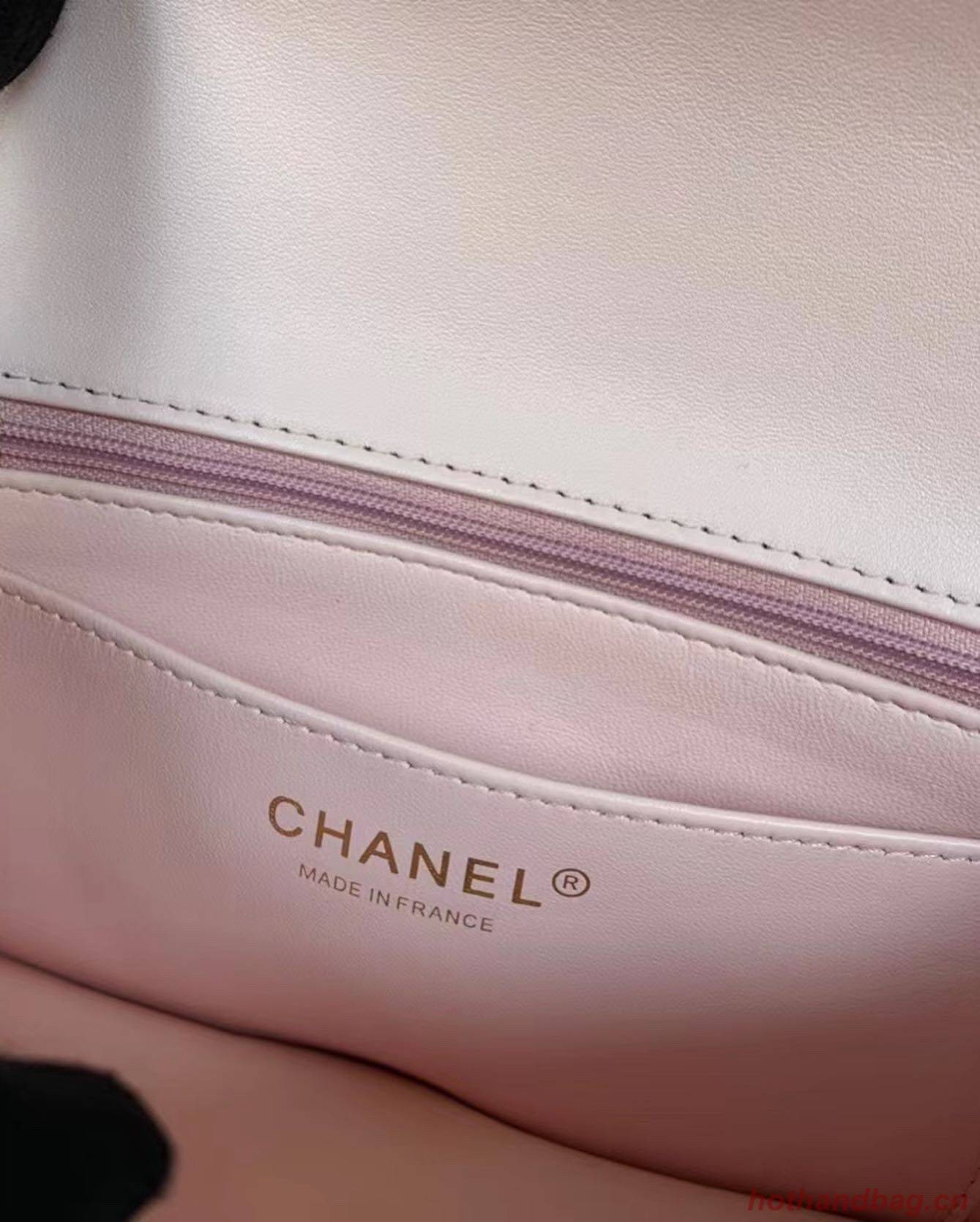 CHANEL mini flap bag with top handle AS2431 light pink CHANEL mini flap bag with top handle AS2431 light pink