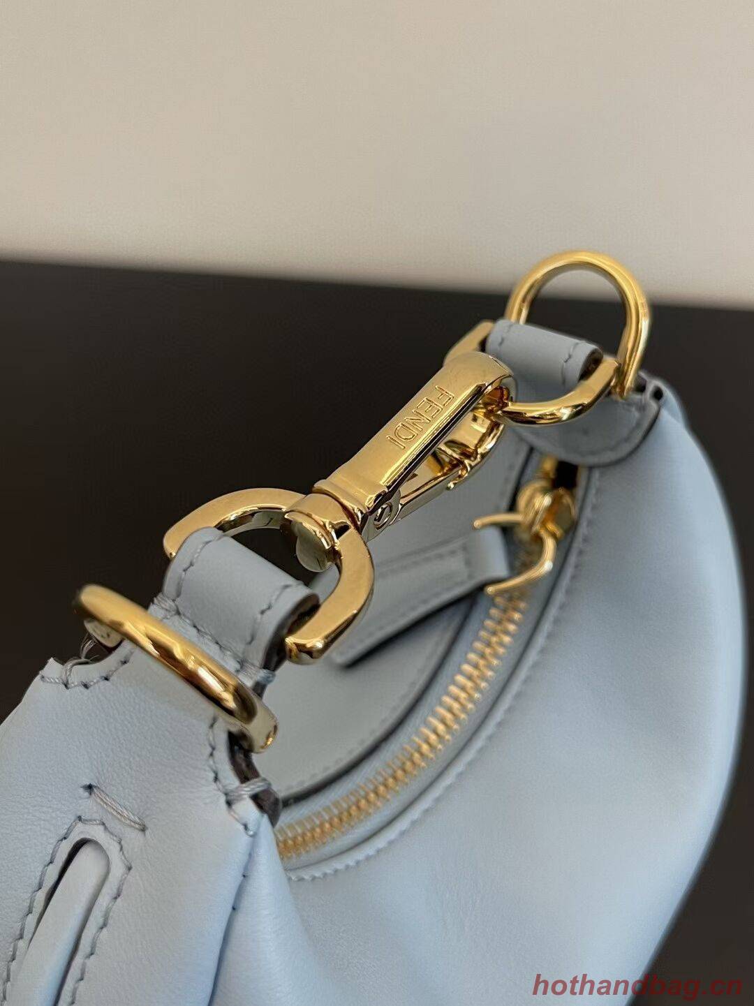 Fendi Nano Fendigraphy light blue leather charm 7AS089A Fendi Nano Fendigraphy light blue leather charm 7AS089A