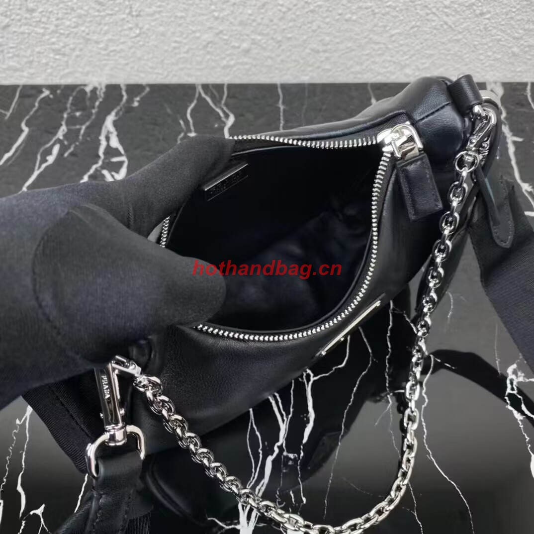 Prada leather shoulder bag 1AH024 black Prada leather shoulder bag 1AH024 black