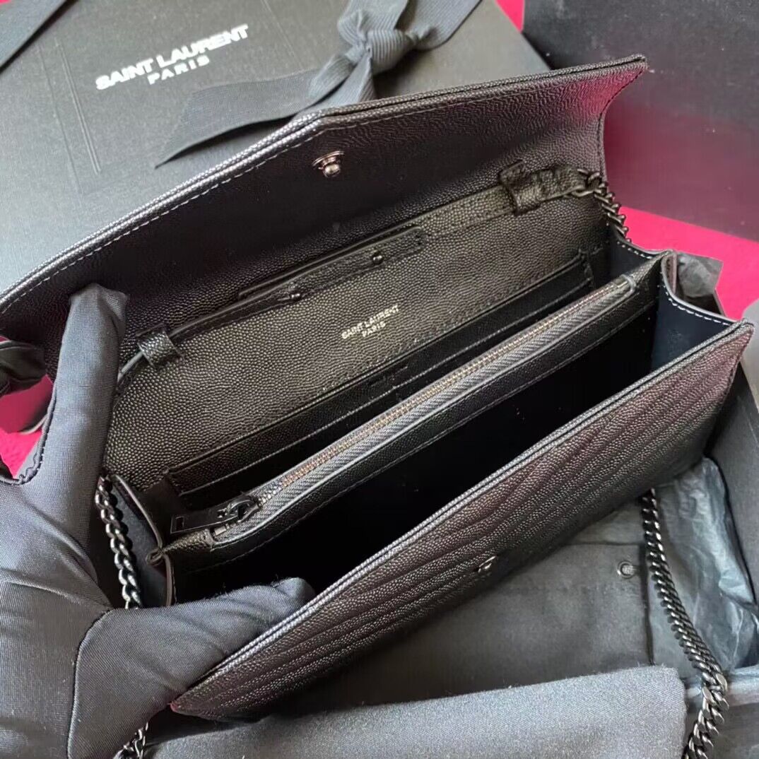 YSL WOC Classic Monogramme Flap Bag Cannage Pattern Y1003 Black & Black Tone YSL WOC Classic Monogramme Flap Bag Cannage Pattern Y1003 Black & Black Tone