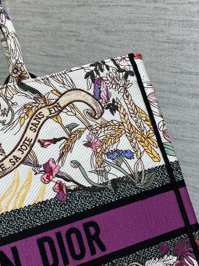 Large Dior Book Tote Ecru Multicolor Dior 4 Saisons Ete Soleil Embroidery M1286ZE