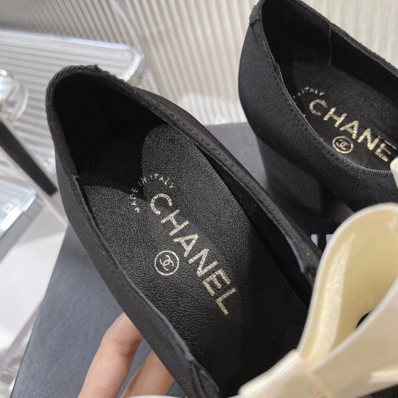 Chanel 24C Bow Mary Jane Shoes Original Calf Leather 55MM Heels C85923 Black Chanel 24C Bow Mary Jane Shoes Original Calf Leather 55MM Heels C85923 Black