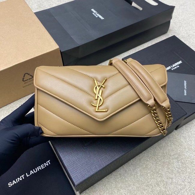 SAINT LAURENT LOULOU SMALL IN MATELASSE LAMBSKIN 801437 NATURAL TAN