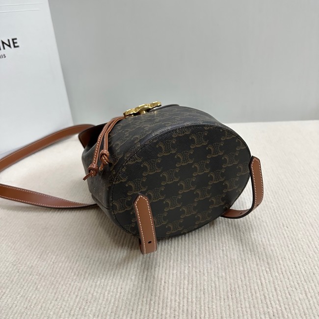 Celine BACKPACK CELINE BONNIE IN TRIOMPHE CANVAS AND LAMBSKIN 118703 TAN