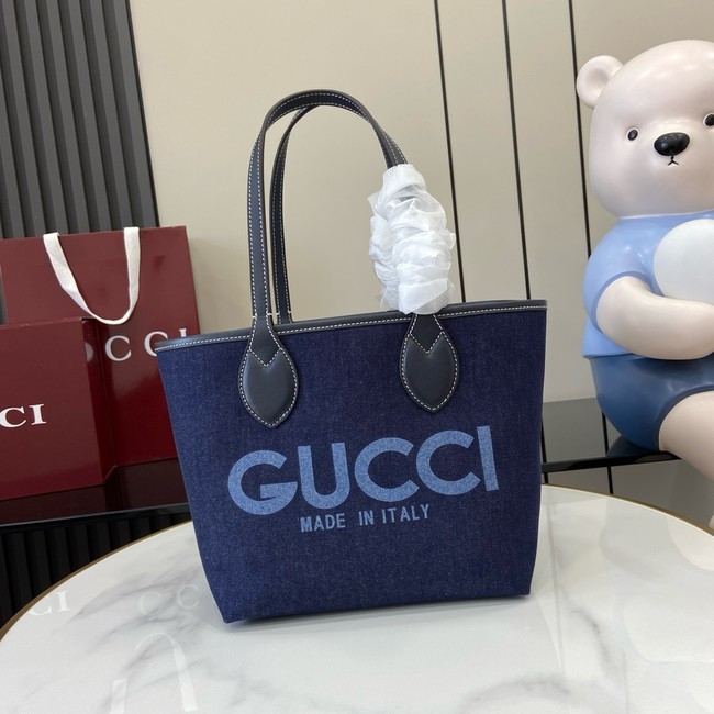 GUCCI TOTISSIMA SMALL REVERSIBLE TOTE 820496 Dark blue denim