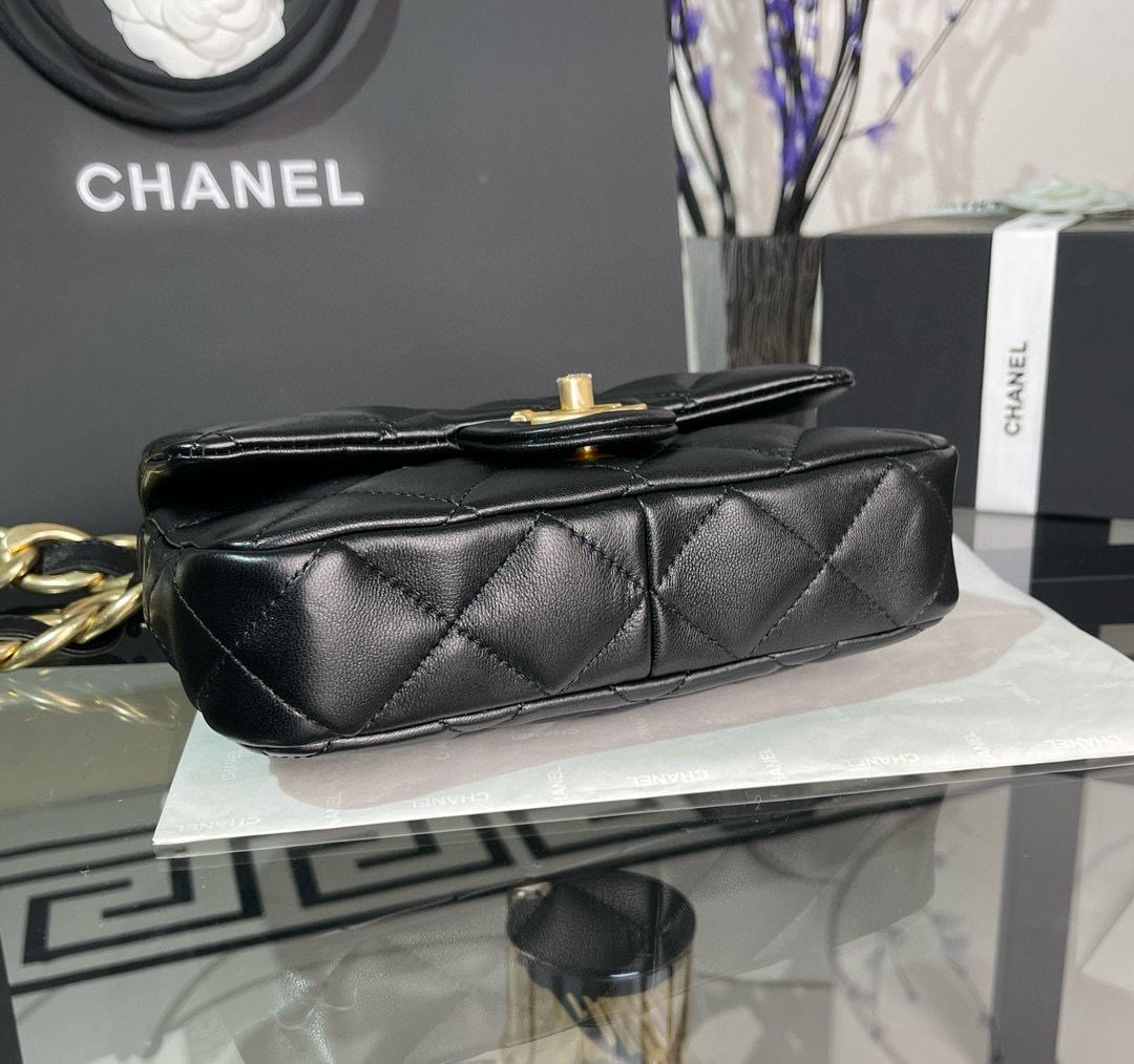 CHANEL SMALL FLAP ORIGINAL LEATHER BAG AS3214 Black CHANEL SMALL FLAP ORIGINAL LEATHER BAG AS3214 Black