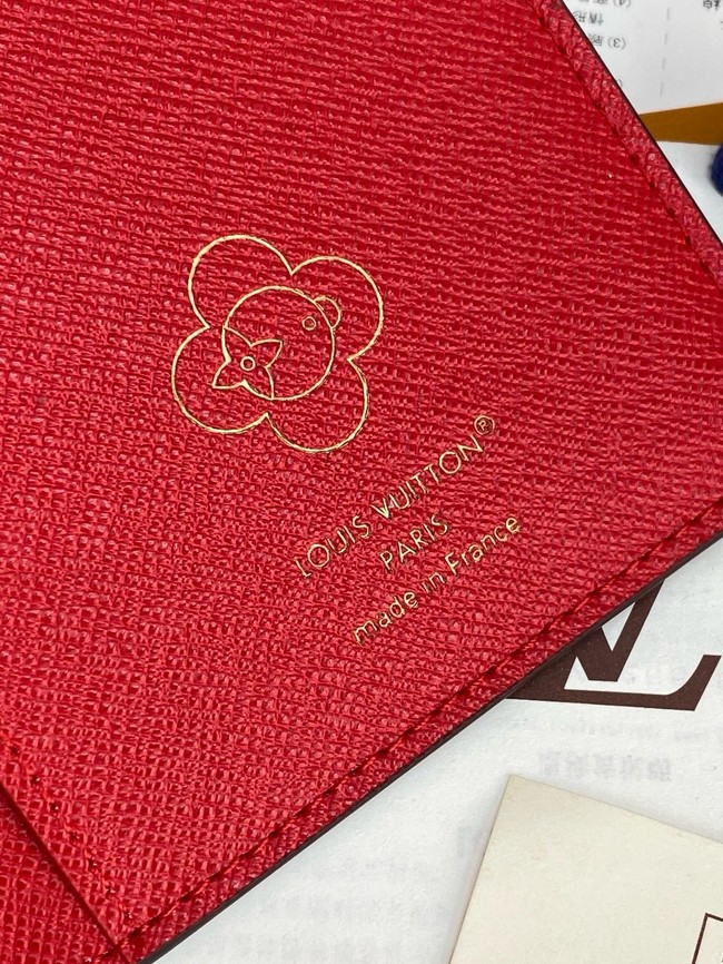 Louis Vuitton Passport Cover M14877 brown&red