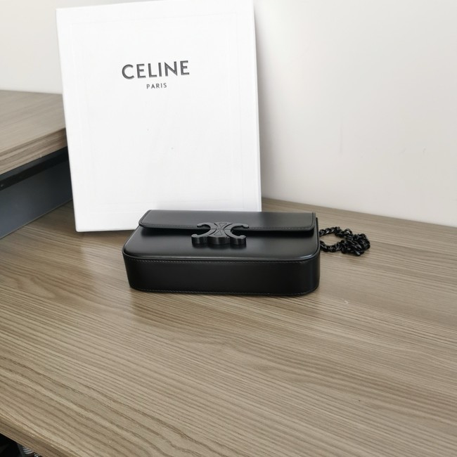 Celine CHAIN SHOULDER BAG TRIOMPHE IN SHINY CALFSKIN 197992 black&black Hardware