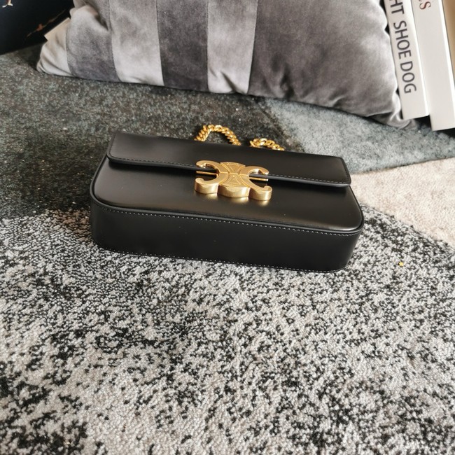 Celine CHAIN SHOULDER BAG TRIOMPHE IN SHINY CALFSKIN 197992 black&gold Hardware
