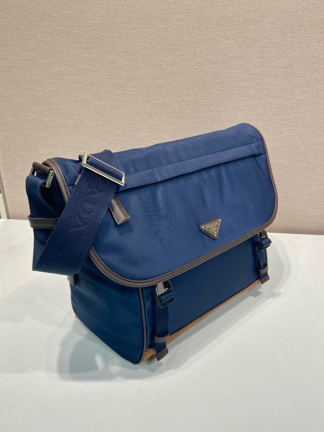 Prada Medium Re-Nylon and suede shoulder bag 2VD052A blue