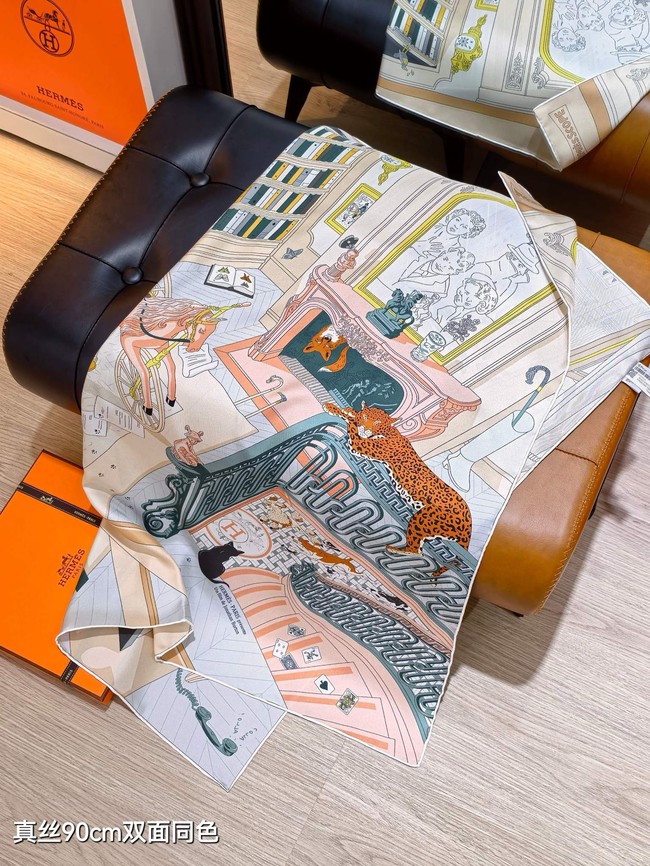 Hermes 90 Square Scarf Silk Twill KY163