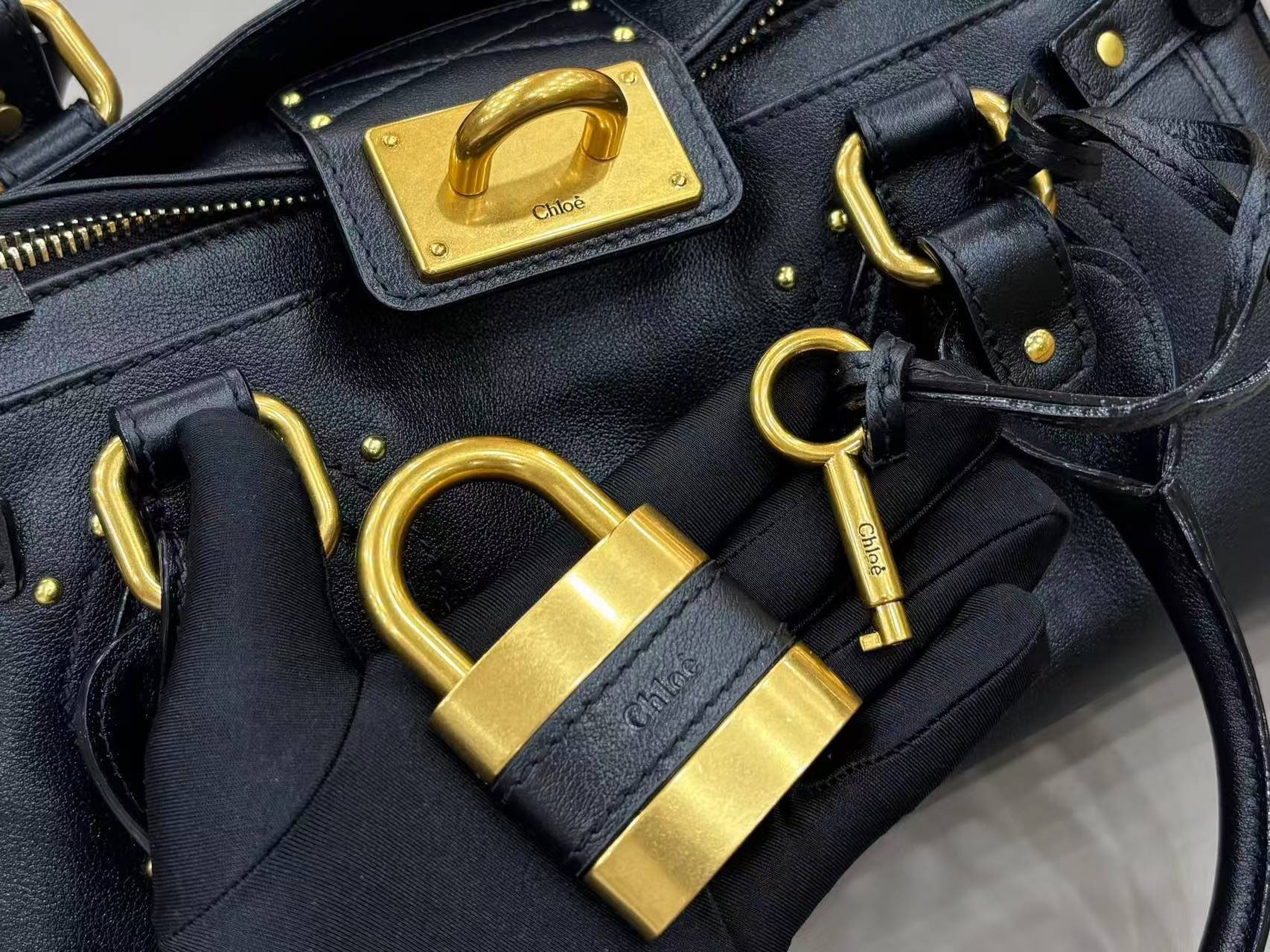 Chloe Original Leather Handle Bag C63202 Black