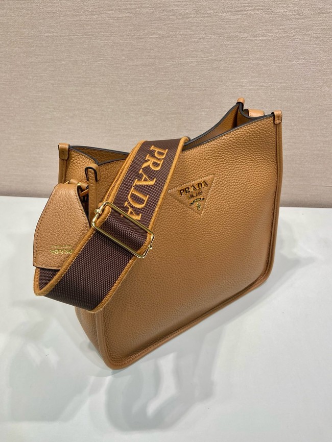 Prada Leather bag with shoulder strap 1BC073 Caramel