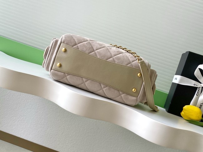 CHANEL Small Bowling Bag Suede AS5792 Beige