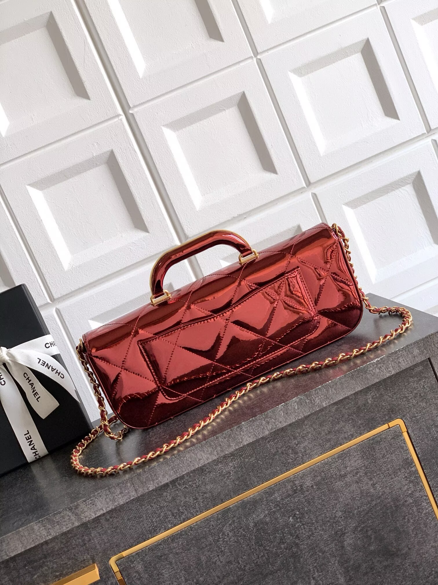 Chanel 25K Original Patent Leather Top Handle Bag A6321 Wine Chanel 25K Original Patent Leather Top Handle Bag A6321 Wine