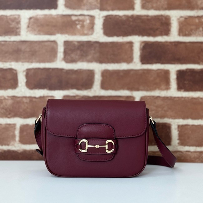Gucci small shoulder bag leather 815205 Rosso Ancora red