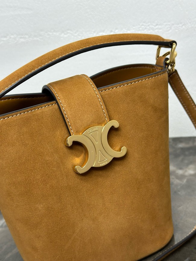 Celine MINI BUCKET LOUISE IN NUBUCK CALFSKIN 10N473 tan