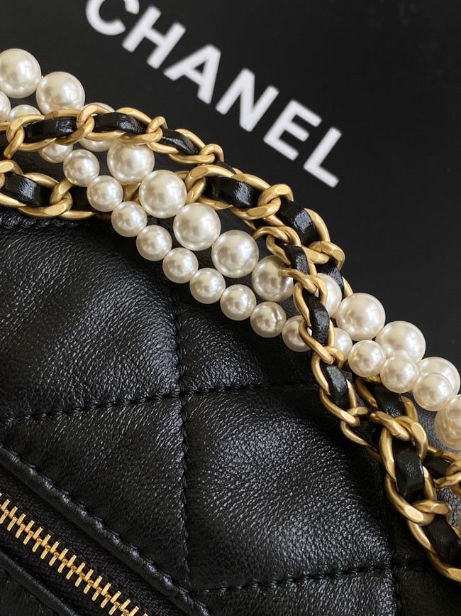 Chanel Lambskin Hobo Handbag AS5898 black
