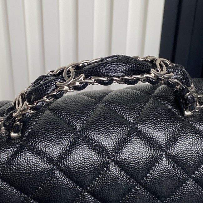 CHANEL Mini Flap Bag with Top Handle AS5702 black&Silver Metal