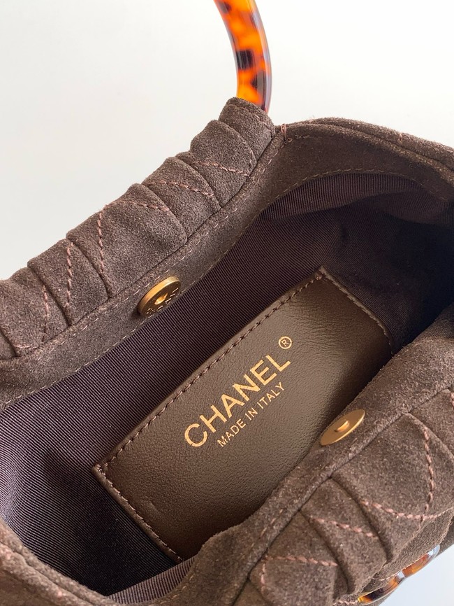 CHANEL Suede Small Hobo Bag AS6022 dark brown