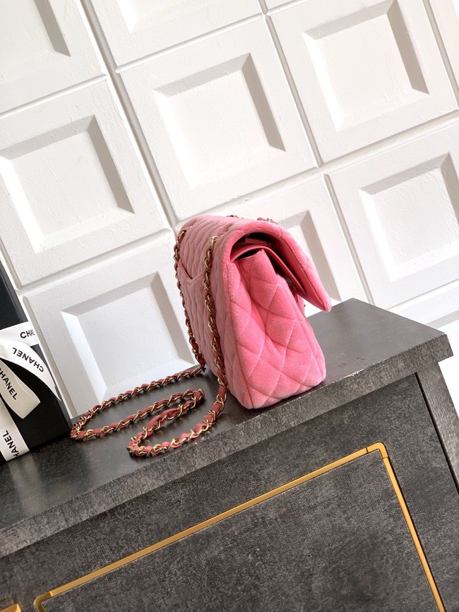 CHANEL Classic 11.12 Handbag velvet A01112 pink