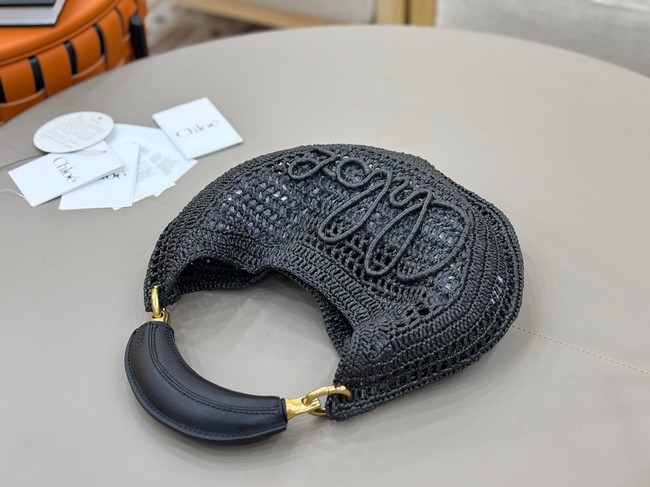 Chloe SUMMER straw and leather tote bag 1668 black