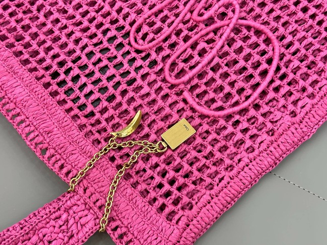 Chloe SUMMER straw and leather tote bag 0824P rose