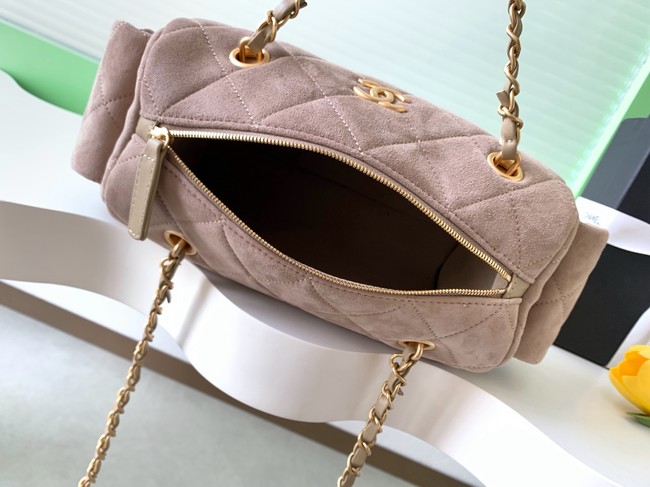 Chanel velvet Bowling Bag AS5791 Khaki