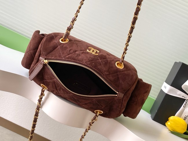 Chanel velvet Bowling Bag AS5791 dark brown